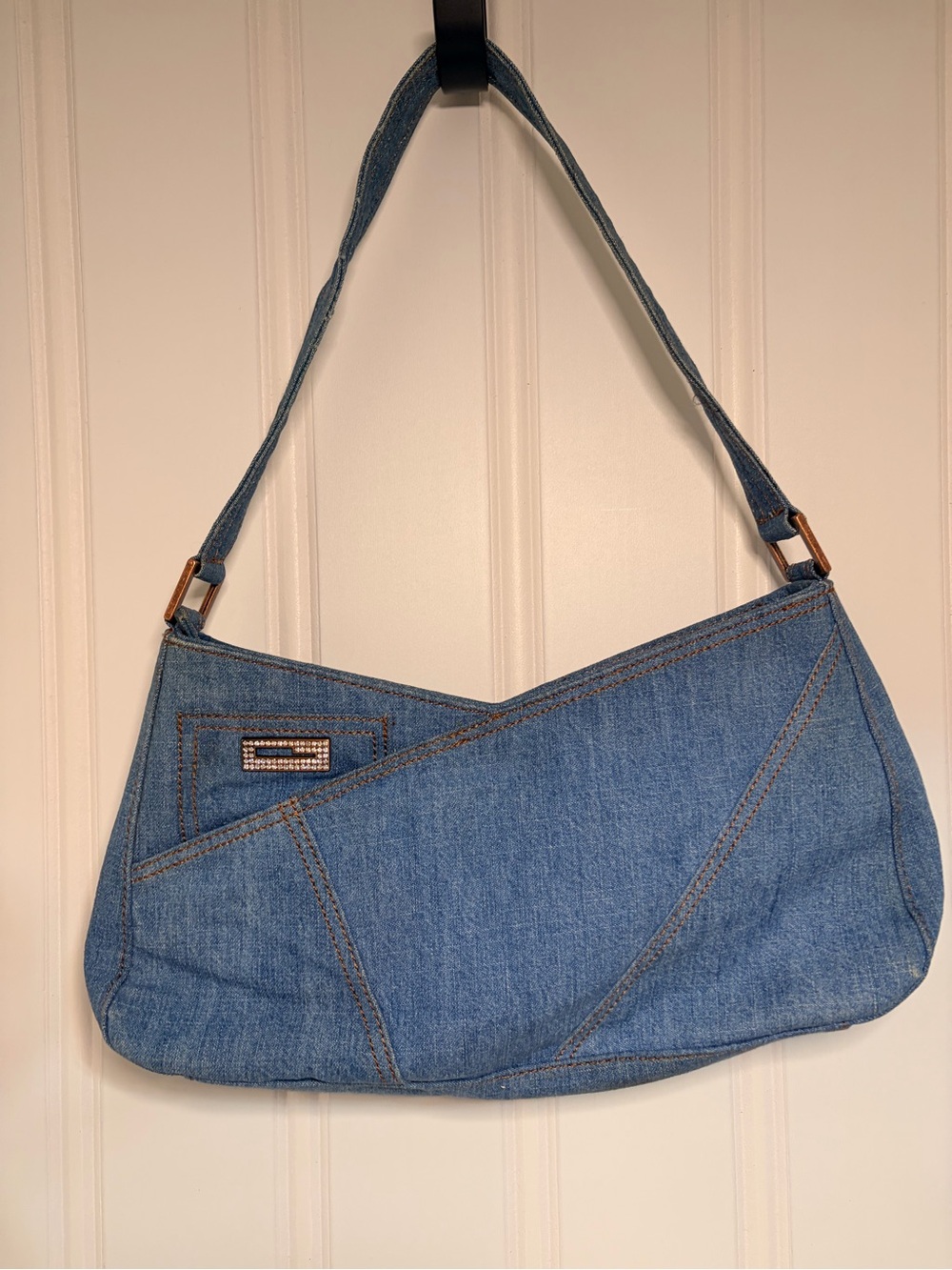 Y2K Guess Denim Shoulder Bag in Light Blue - Casual Women's Bag